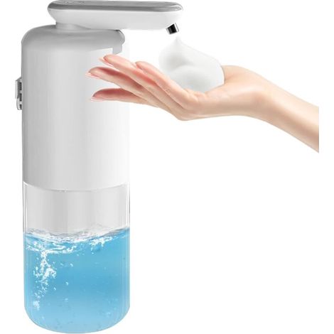 Elektrischer Seifenspender zur Wandmontage (350 ml), kein Bohren erforderlich, wiederaufladbar, 3 Geschwindigkeitsstufen, wasserdicht (IPX5) für Bad und Küche - Crezuo