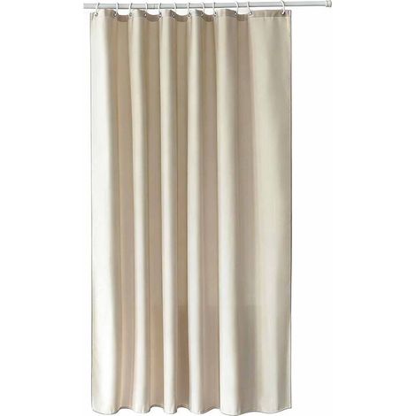 Rideau de douche imperméable et anti-moisissure, 180 x 180 cm, lavable, en tissu imitation lin, avec crochets, convient aux baignoires et salles de douche (beige).