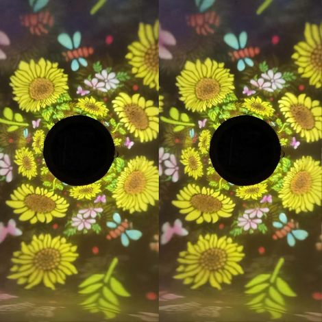 Lampe solaire Colorful Tournesol Solaire Lanterne - Métal & étanche - pour Jardin, Patio & Allée – Blanc chaud – 2 pièces (1/5)