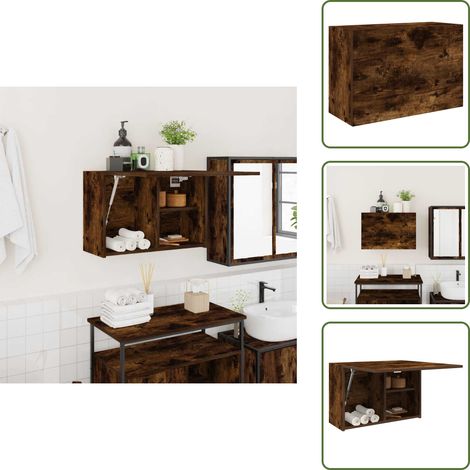 Armadio con ante a gas - vidaXL Armadietto Bagno Rovere Fumo 60x25x40 cm in Legno Multistrato - Armadio decorativo