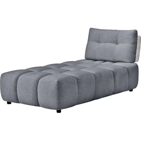 Méridienne modulable 1pl tissu gris et blanc dossier réglable – PAROV (1/5)