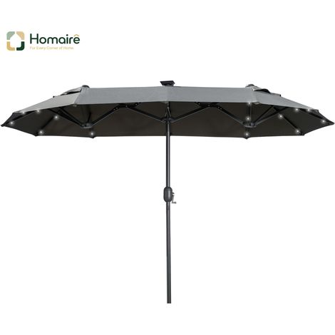 Parasol solaire LED à double parasol avec inclinaison ajustable, cadre en acier polyester, jardin extérieur HOMAIRE (1/5)
