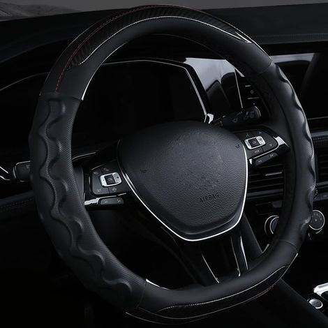Coprivolante in pelle microfibra, antiscivolo e traspirante, compatibile con la maggior parte delle auto, nero, forma a D. (1/5)