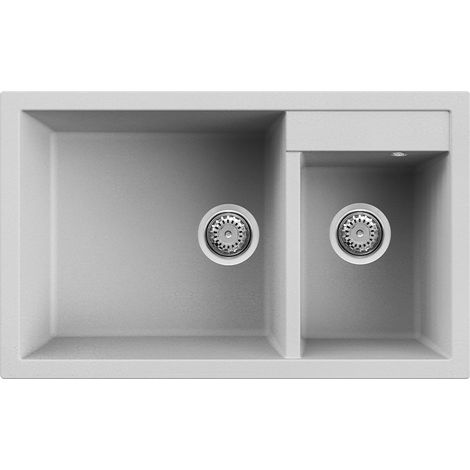Lavello Elleci Incasso 2 vasche 81,5x50 Quadra 440 Metaltek Grigio Aluminium LMQ44079 (1/3)