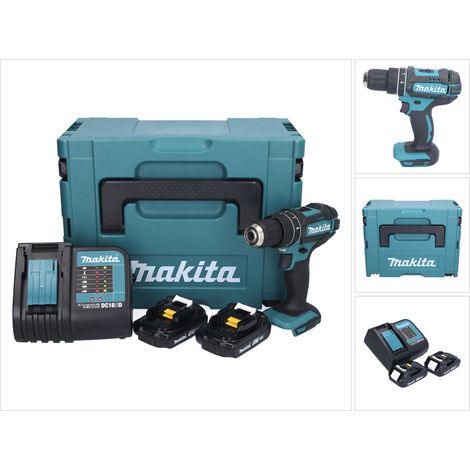 Makita DHP 482 SYJ trapano a percussione a batteria 18 V 62 Nm + 2x batteria ricaricabile 1,5 Ah + caricabatterie + Makpac