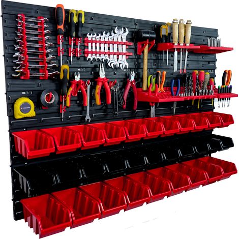 Panneau à outils d'atelier 115 x 78 cm + 31 plateaux (1/5)