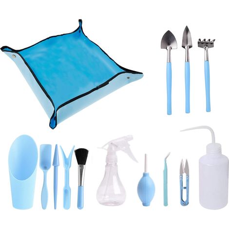 14 Outils De Jardin, Tapis De Rempotage, Accessoires Plastique Et Bois, Pour Plantes Grasses Et Semis (1/5)