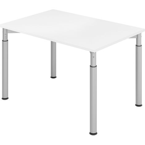 bümö Schreibtisch Serie-Y Rechteck: 120 x 80 cm  Weiß Silber (1/5)