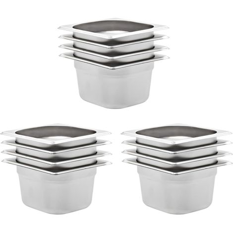 Contenitori Gastronorm 12 pz GN 1/6 100 mm in Acciaio Inox vidaXL (1/5)