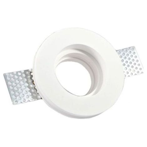 Portafaretto Gesso Rotondo Slim Incasso GU10 Controsoffitto Scomparsa Cartongesso con Alette di Fissaggio CSF015