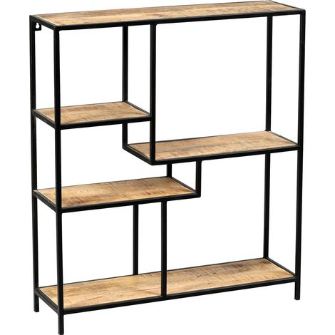 Etagère 5 niveaux 70x20x80 cm en manguier et métal noir