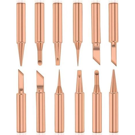 BUNTHAUS CSPARKV Paquet de 12 pointes de soudure en cuivre pur pointes de soudure sans plomb Station de soudage 900M-T outils de soudage pour hangar Radio