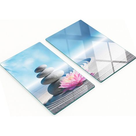 Dos tablas de cortar decorativas de vidrio templado con piedras zen 2x30x52 cm (1/5)