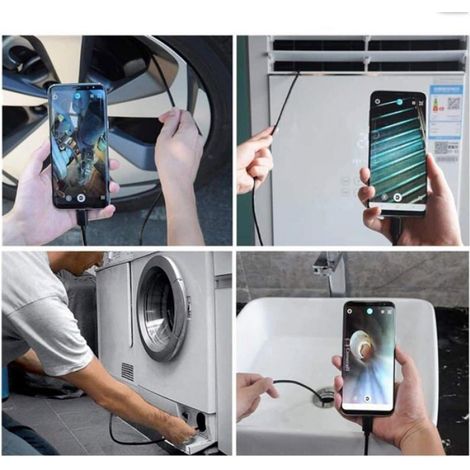 Caméra endoscope HD étanche - - IP67 - Type C - Câble semi-rigide - 1 m - Crochet - Aimant - Miroir de surveillance (1/4)