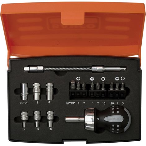 Bahco 808050S-18 Stubby Ratchet Flexible Screwdriver Set 18 Piece BAH808050S18