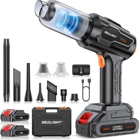 Aspirateur à Main, Aspirateur Voiture Puissant avec Moteur sans Balai, 2er Batteries Rechargeables, Mini Aspirateur de Voiture pour Voiture, Maison, Cuisine, Bureau, Poils (1/5)