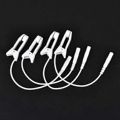 Lot de 2 câbles d'électrodes TENS de 2 mm pour le soulagement des douleurs auriculaires (clip). (1/4)