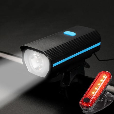 Wiederaufladbares Fahrradlicht mit Klingel, Rücklicht, superhellem, wasserdichtem Scheinwerfer und Schnellverschluss für Nachtfahrten auf Rennrad und Mountainbike – ideal für Kinder und Erwachsene (1/5)