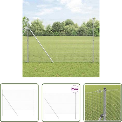 vidaXL Clôture en acier - Poteau de clôture. Argenté 25 x 1,5 m (19 x 19 mm maillage) (1/5)