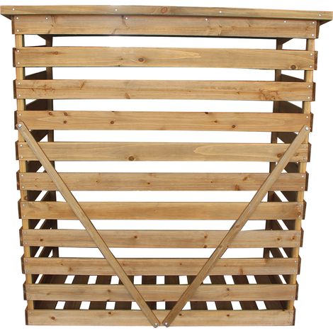M MCombo Kaminholzregal mit Rückwand Brennholzregal Kaminholzunterstand Braun 1200 (1/5)