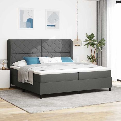 vidaXL Cama tipo Box Spring con cabecera Gris oscuro 200 x 200 cm tela (1/5)