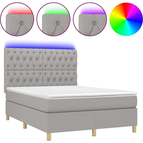 Maison Exclusive - Letto a Molle Materasso e LED Grigio Chiaro 140x190 cm Tessuto (1/5)