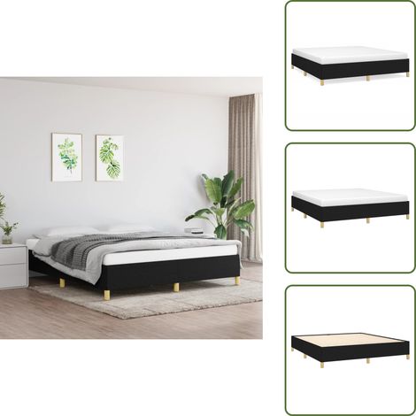 Cadre de lit sans matelas noir 160x200 cm tissu - Cadre De Lit - Lit Double - Literie - Meuble Chambre - Sommier (1/5)