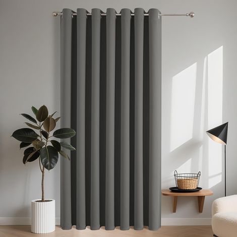 Rideau de Porte à Oeillets L132 x H210 cm 1 Panneau, 85% Rideau Occultant Thermique Anti UV pour Décoration et Protection Intérieure de Dressing Fenêtre Porte d'Entrée Armoire de Rangement (1/5)