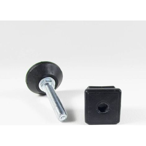 Ajile - Kit de Réglage / Mise à Niveau pour tube carré 35x35 mm avec Pied Vérin Fileté en Acier Zingué M10x50 mm Embase diamètre 40 mm