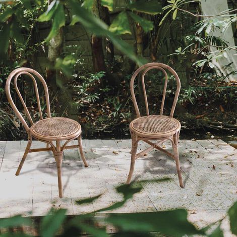 4er Set Chillvert Parma Gartenstühle 40x52x90 cm aus widerstandsfähigem Naturrattan Farbe Braun Boho Chic Style