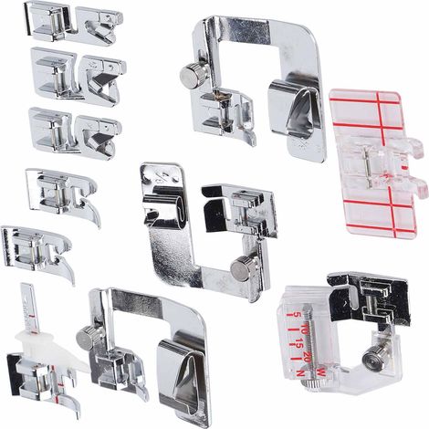 Jeu de 11 Pieds Presseur pour Machine à Coudre, Accessoires Ourlet Roulé et Couture Droite (1/5)