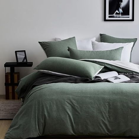 Duvet Cover 220 x 240 cm Cotton – Sage Green (1/4)