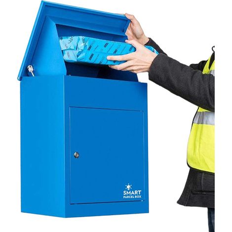 SMART PARCEL BOX® Medium Wall Mounted Parcel Box Front Removal Blue