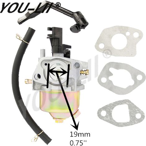 Carburateur pour pompe GX160, livré avec joints et poignée-Carburateur GX160 pour pompes à eau - avec joint et poignée (1/2)