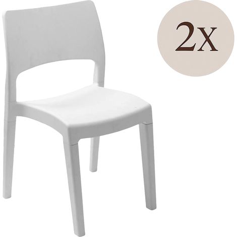 Dmora - Set di 2 sedie da esterno Zircone, Seduta da giardino, Per indoor o outdoor, Impilabile, Made in Italy, 50x51 h82 cm, Bianco