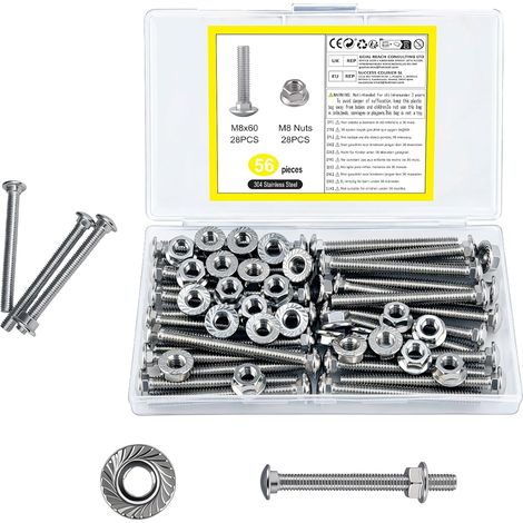 28 Pcs M6 x 60mm Boulons de Carrosserie, Vis à Tête Ronde (1/5)