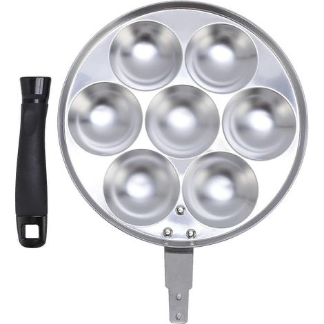 Takoyaki-Grillpfanne mit 7 Mulden, antihaftbeschichtet, aus Aluminiumlegierung, ideal für Eier, Pfannkuchen, Oktopus und Fleischbällchen. Mit Han-Garn.