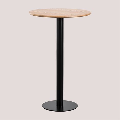 Table Haute de Bar Ronde en Placage de Frêne Frappe SKLUM Ø70 cm