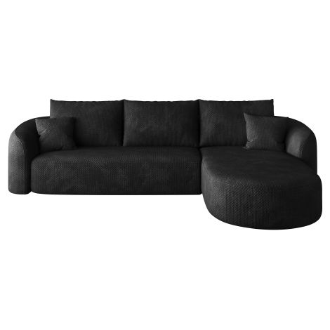 Canapé d’angle modulable 2 places 266 cm, méridienne à droite, sans structure rigide, sans montage, noir (1/5)