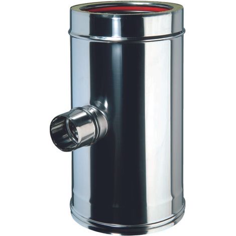 90° t-stück mf - edelstahl/edelstahl koaxial - reduziert l 244 mm t-Stück edelstahl dp isoliert 300int-350est-at 130