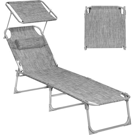 Chaise longue bain de soleil transat de relaxation avec dossiers et parasol inclinables pliable léger 55 x 193 x 31 cm charge 150 kg pour jardin couleur taupe gcb19br b34gcb192b01 b34gcb19t b34gcb19uv (1/2)