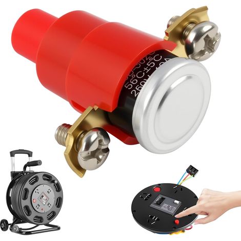 Disjoncteur Protecteur Thermique pour Enrouleur de Câble Électrique, 250V, 16A, 56°C, Disjoncteur protecteur thermique, Fusible Anti-Surchauffe pour Sécurité, Pièce de Rechange pour Tambours de Câble (1/5)