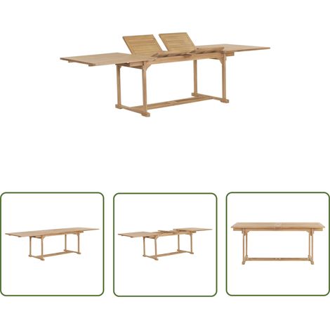 The Living Store Garten-Ausziehtisch 180-280x100x75 cm Massivholz Teak - Esstisch - Gartenmöbel - Terrassentisch - Holzmöbel - Teakholz (1/5)