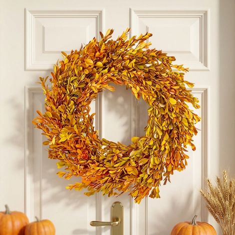 Harvest Dried Autumn Leaf Wreath (1/2)