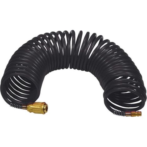Stanley PE-Spiralschlauch, 15 Meter, 6 x 8 mm, ideal für Luftdruckanwendungen, flexibles Polyethylen, schwarz, perfekt für pneumatische Werkzeuge und Druckluftanwendungen