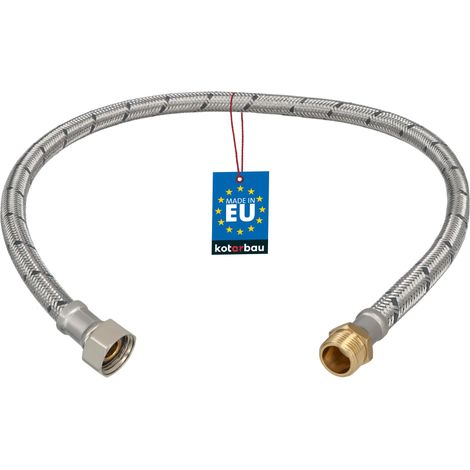 KOTARBAU® Flexible Robinet 3/8" x 3/8" - Flexible Eau - Tuyau Robinet 60 cm - Mâle x Femelle - Rallonge Robinet Cuisine Flexible - Acier Inoxydable - Tuyau Flexible Plomberie (1/4)