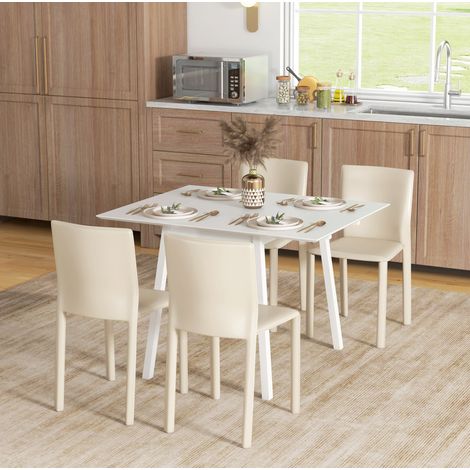 Klappbarer Esstisch für 2 bis 4 Personen, 110 x 86 x 75 cm, Kiefernholz, weiß HAVRYA (1/5)