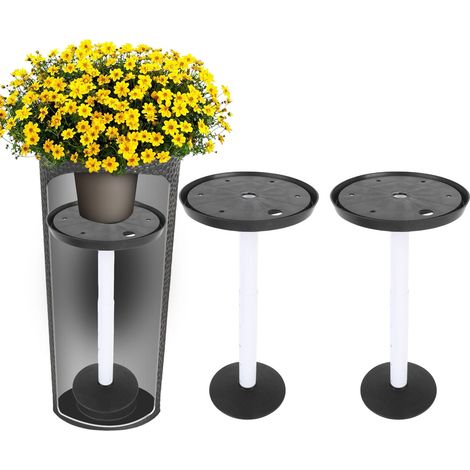 Inserto ajustable para plantas en macetas, elevador de propagación con orificios de drenaje, PP/ABS, 28–43 cm, juego de 2, negro (1/5)