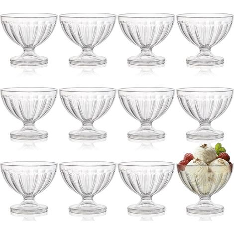 Confezione da 12 ciotole per gelato in acrilico trasparente da 8 once per dessert, coppa gelato, gelato, insalata, cocktail, condimento, zuppa inglese (1/5)