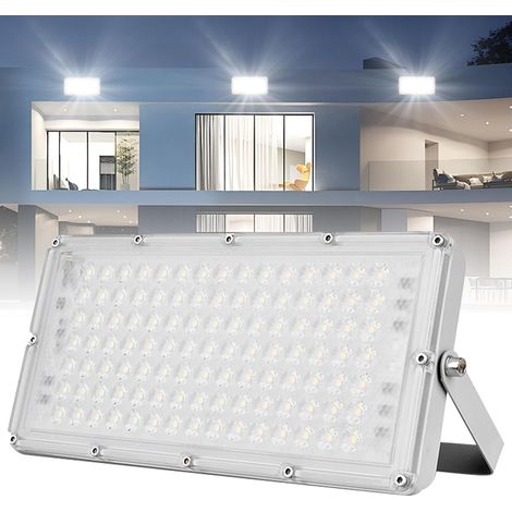 Projecteurs LED Exterieur 100w, Extérieur De Projecteur De 10000lm, Extérieur De Projecteur, IP67 Imperméable, Blanc Froid 6000-6500k, Idéal Pour Le Jardin, Le Garage, l'Hôtel Ect